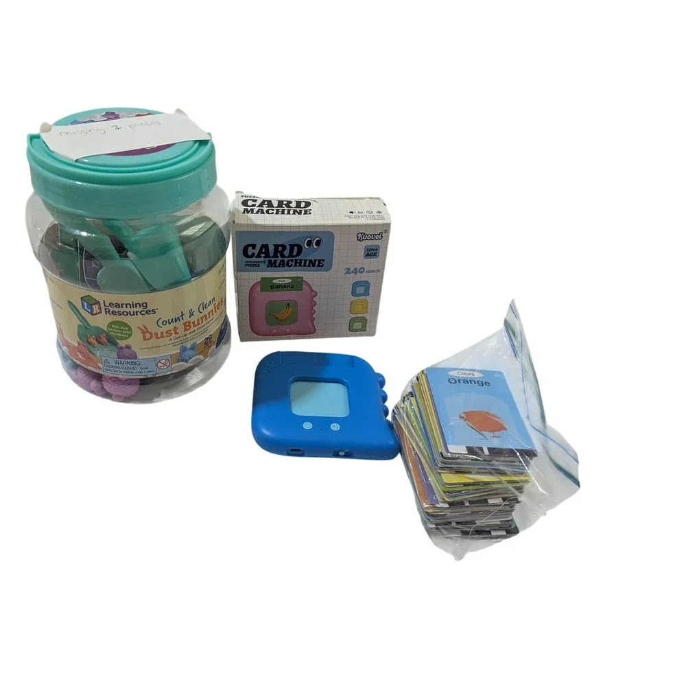 Learning Resources Count Clean Dust Bunnies & Kuovei Card Machine Flashcard Set